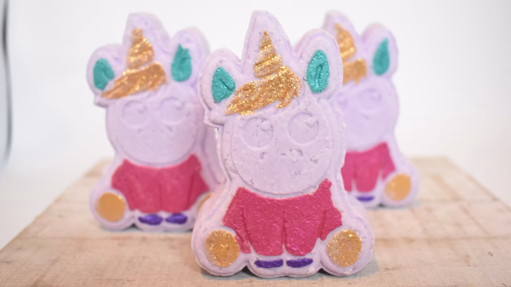 Unicorn Bath Bomb with surprise coin inside